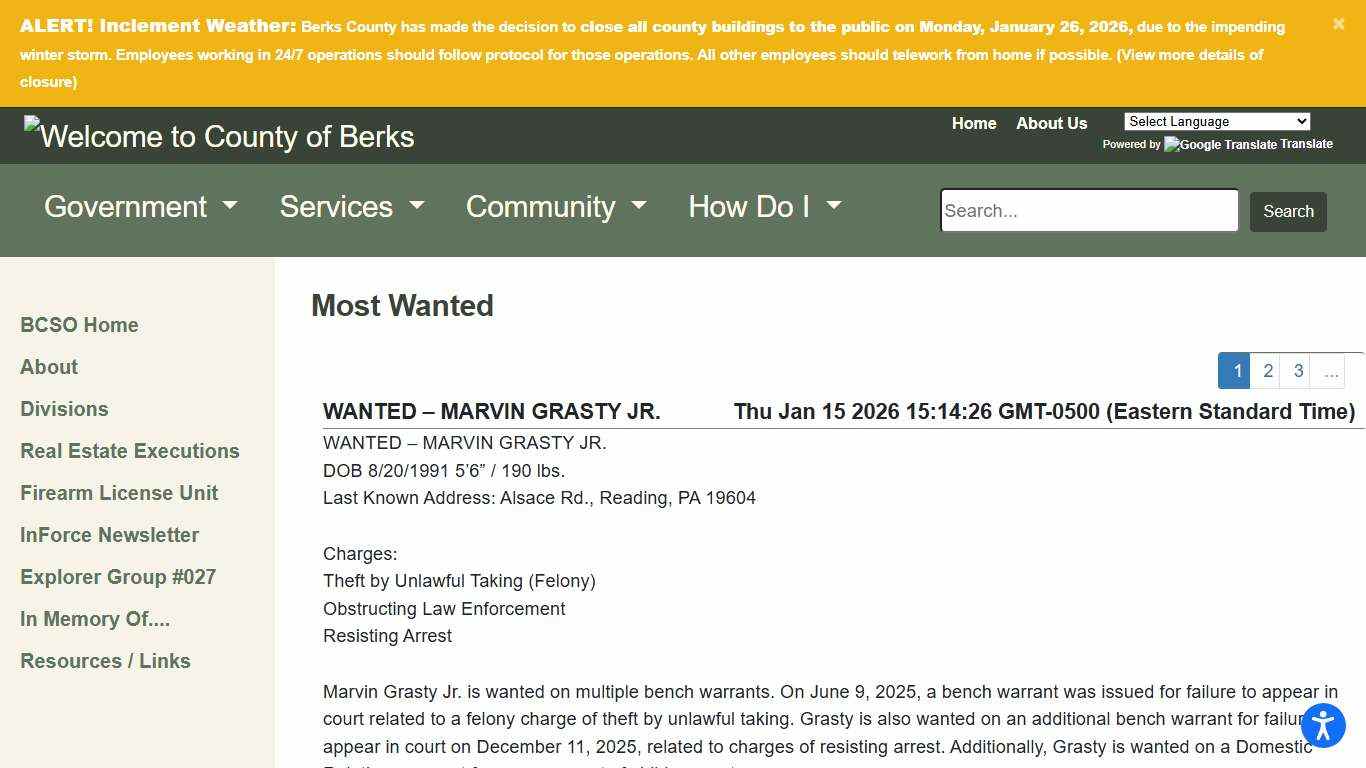 Berks County - Most Wanted