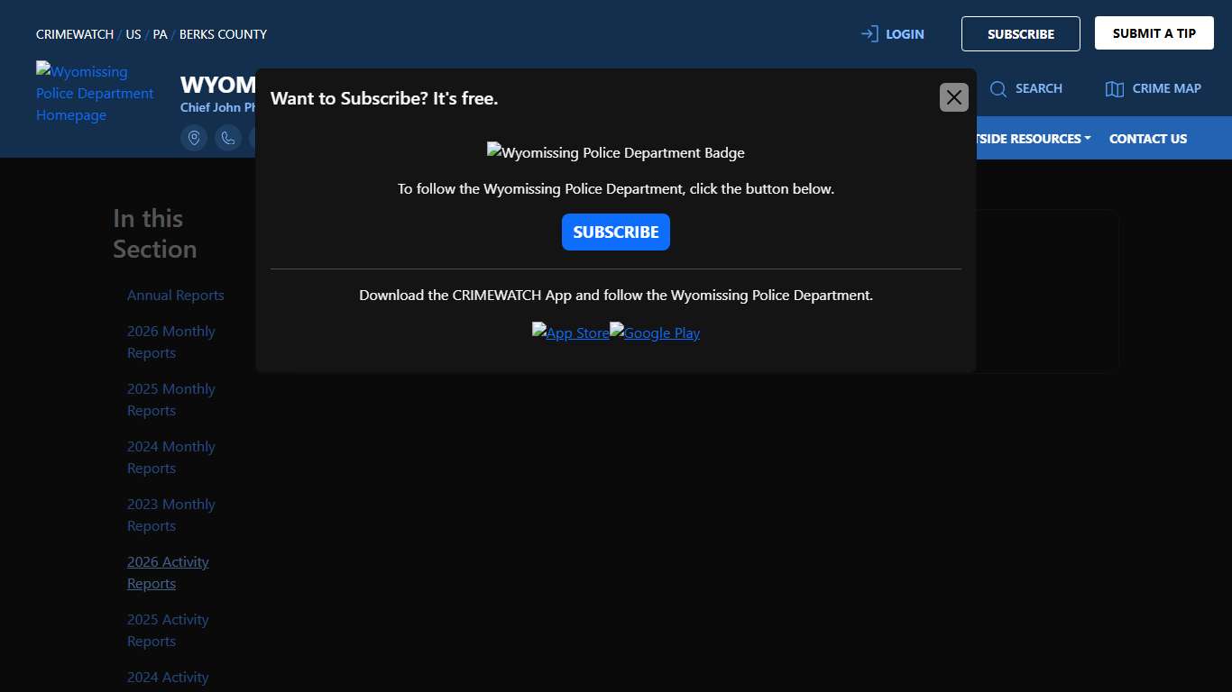 2026 Activity Reports Wyomissing Police Department