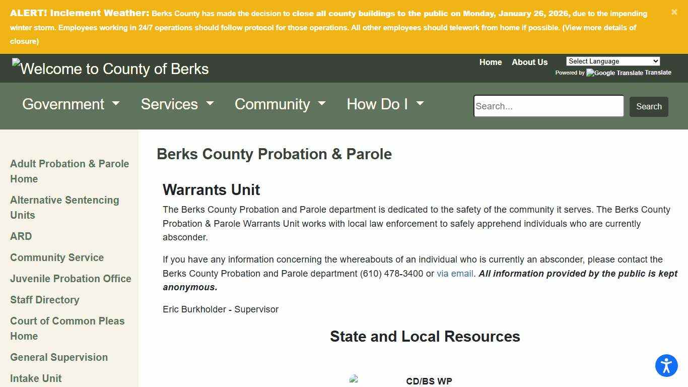 Berks County - Warrants Unit